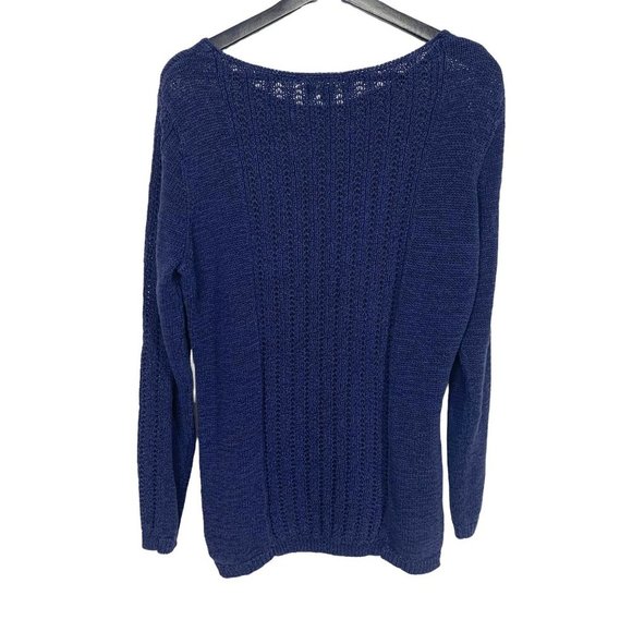 Rachel Zoe Tops - Rachel Zoe Navy Blue Open Knit Long Sleeve Knit Top XL